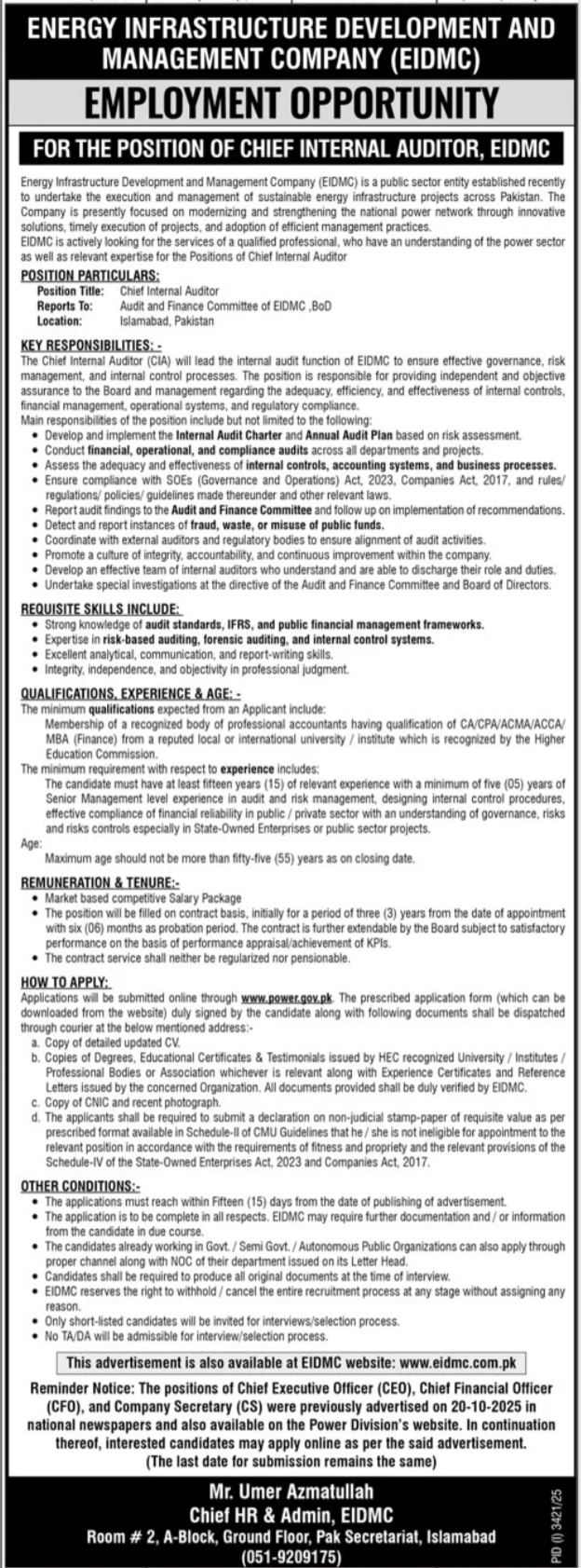 Energy Infrastructure Development & Management Company (EIDMC) Jobs 2025